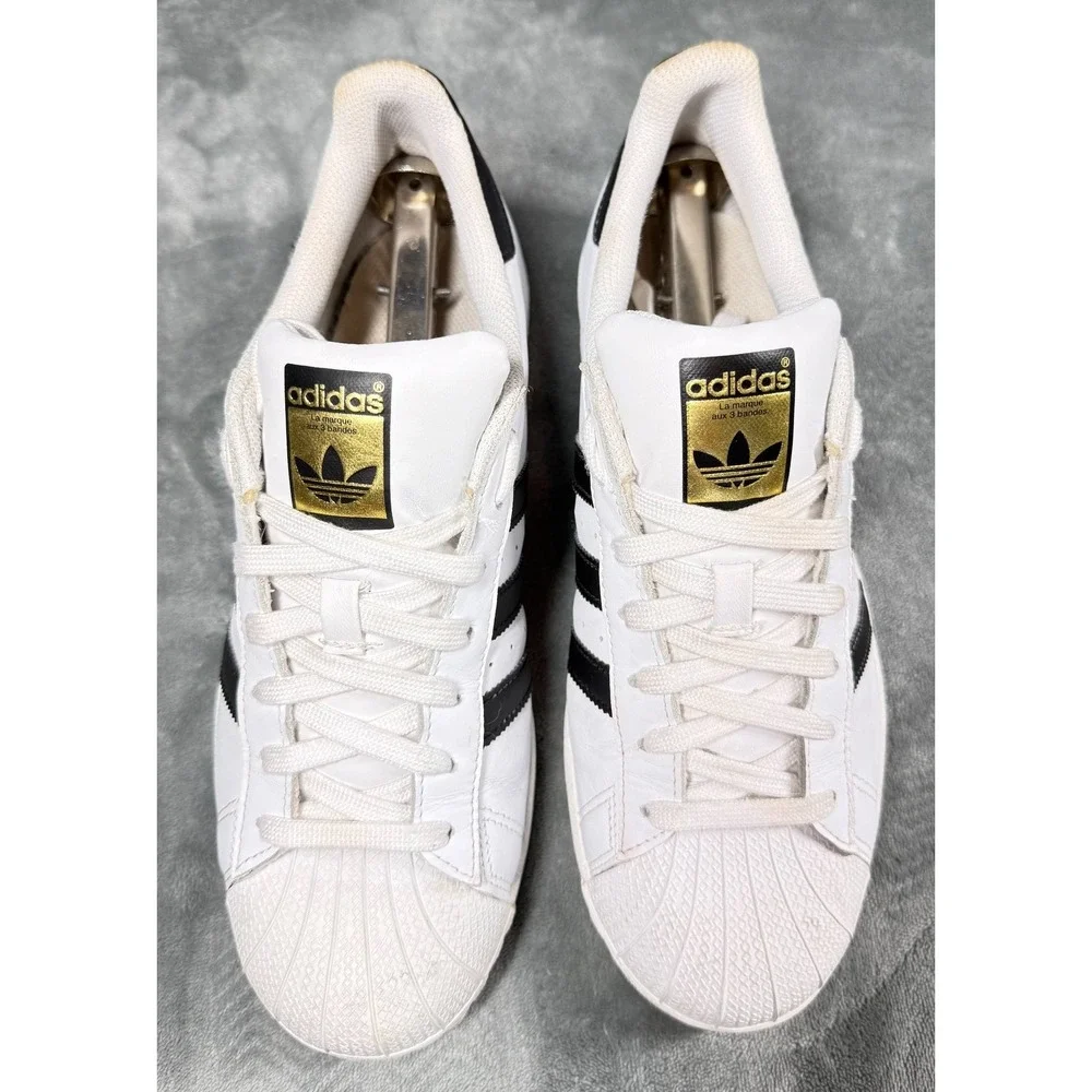 Adidas Superstar Mens 8 White Black Shell Toe Sneakers Leather Classic